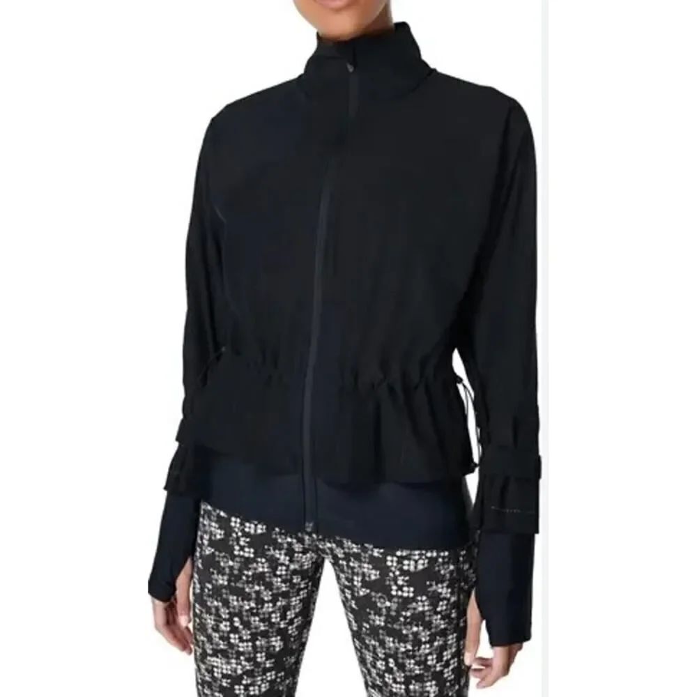 Sweaty Betty Fast Lane Running Zip Up Workout Jacket in Black Sz. 12